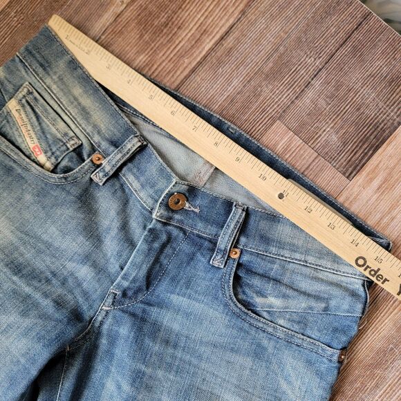 Diesel Jeans Womens 27 X 30 Blue Getlegg Slim Skinny Low Rise Distressed Denim - Picture 12 of 16